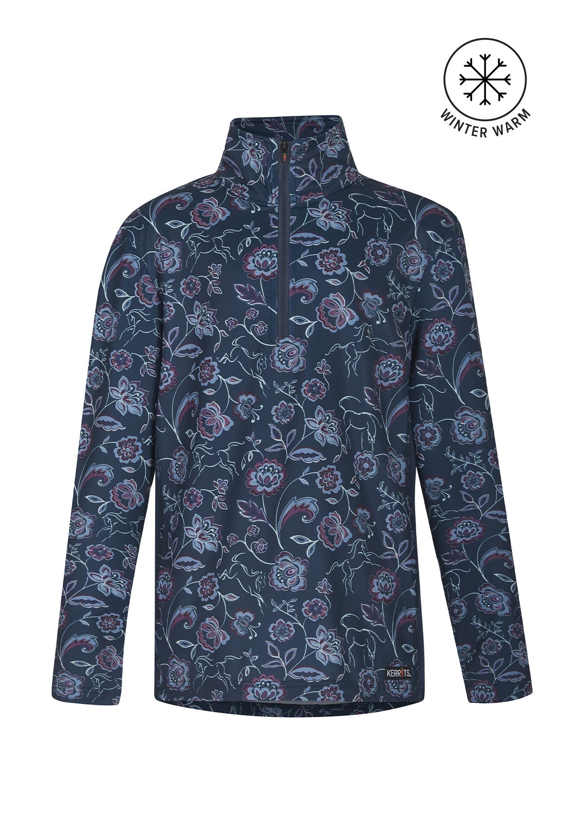 Kerrits Equestrian Apparel Kids Up Tempo Fleece Tech Top - Print Admiral Winter Bloom