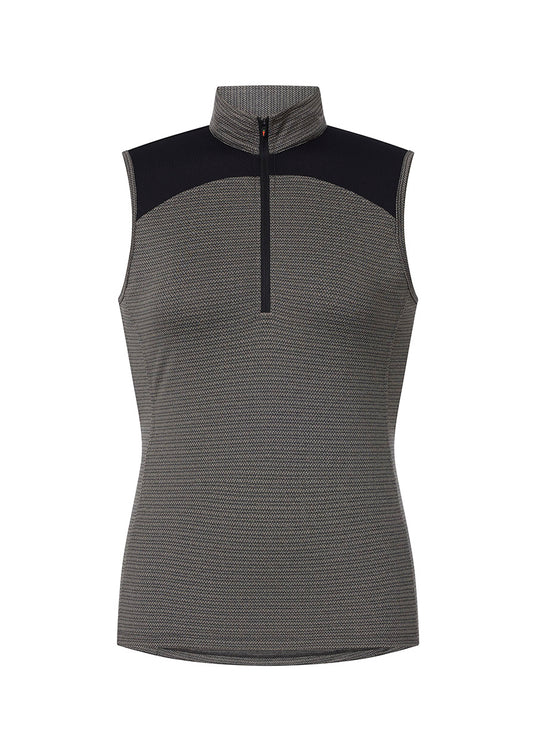 Kerrits Equestrian Apparel Quarter Line Zip Neck Sleeveless Equestrian Shirt - Limestone Limestone