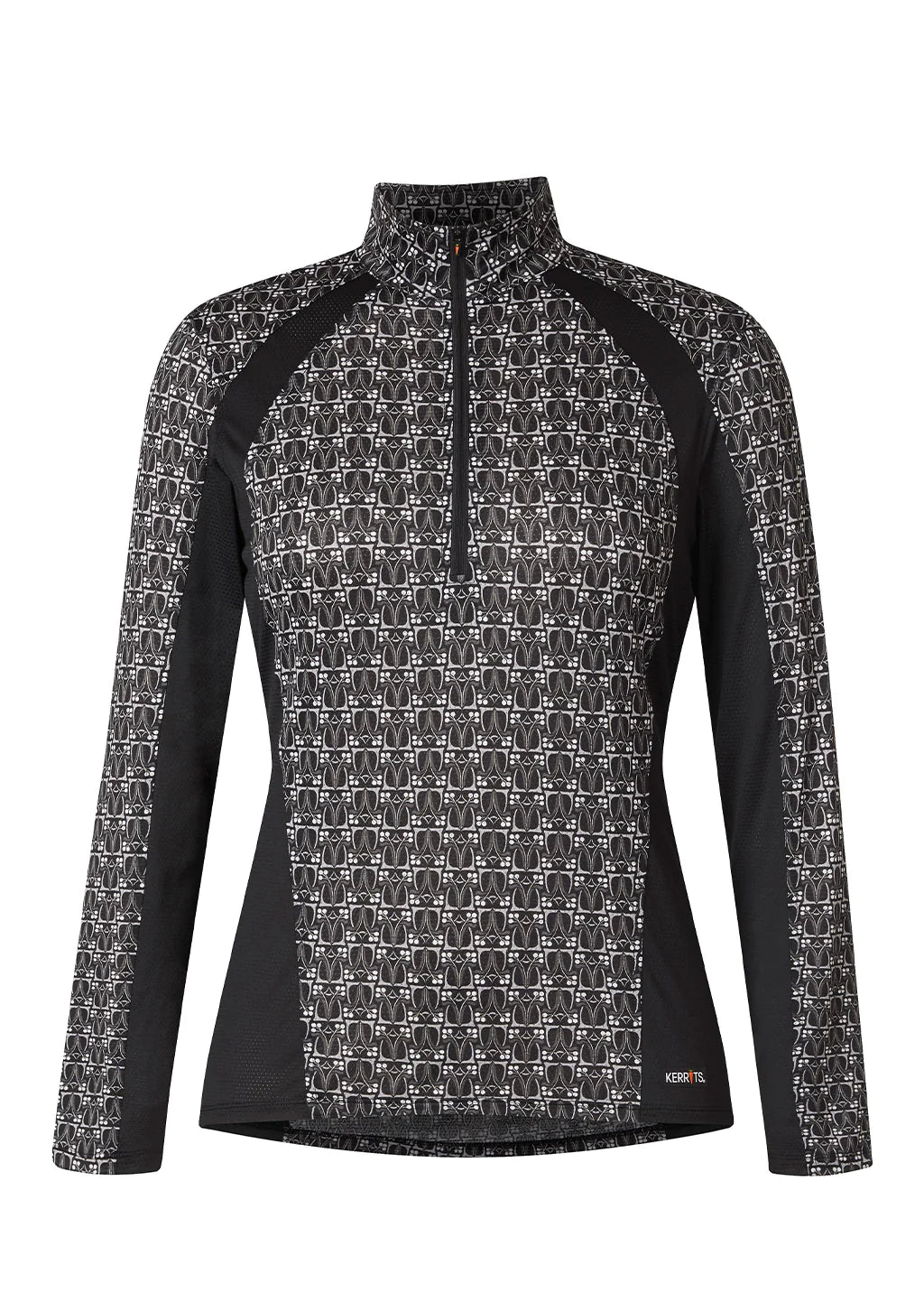 Kerrits Women's Always Cool Ice Fil Long Sleeve Shirt - Print Black iron bouquet
