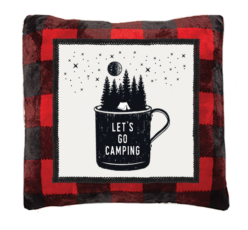 Carstens Inc Lets Go Camping Pillow Red black
