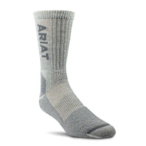 Ariat Lightweight Merino Wool Blend Steel Toe Work Sock Gray