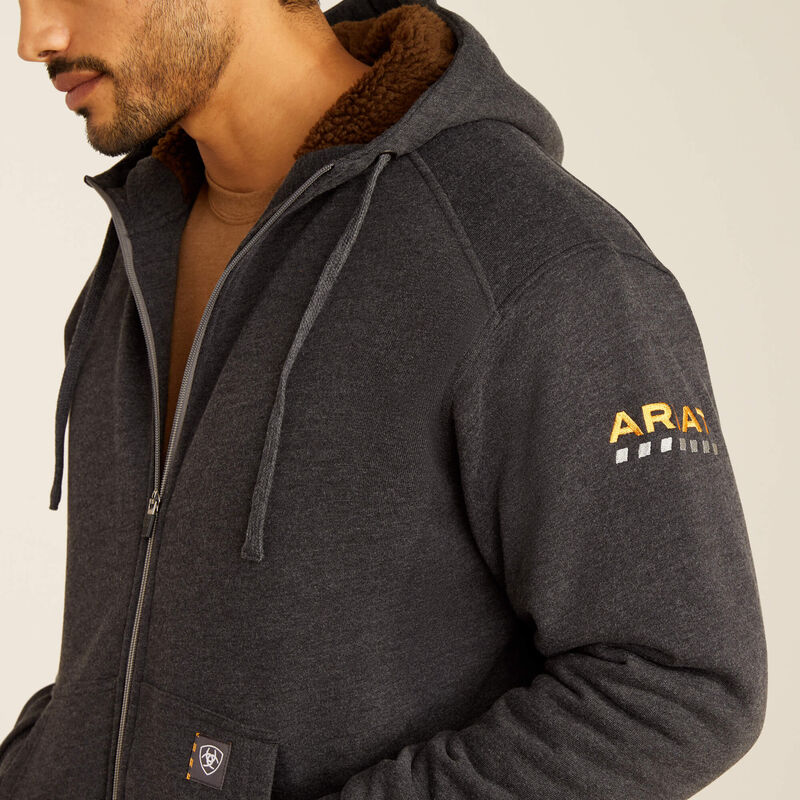 Ariat Men's Rebar All-Weather Sherpa-Lined Full Zip Hoodie - Charcoal Heather Charcoal Heather / / REG