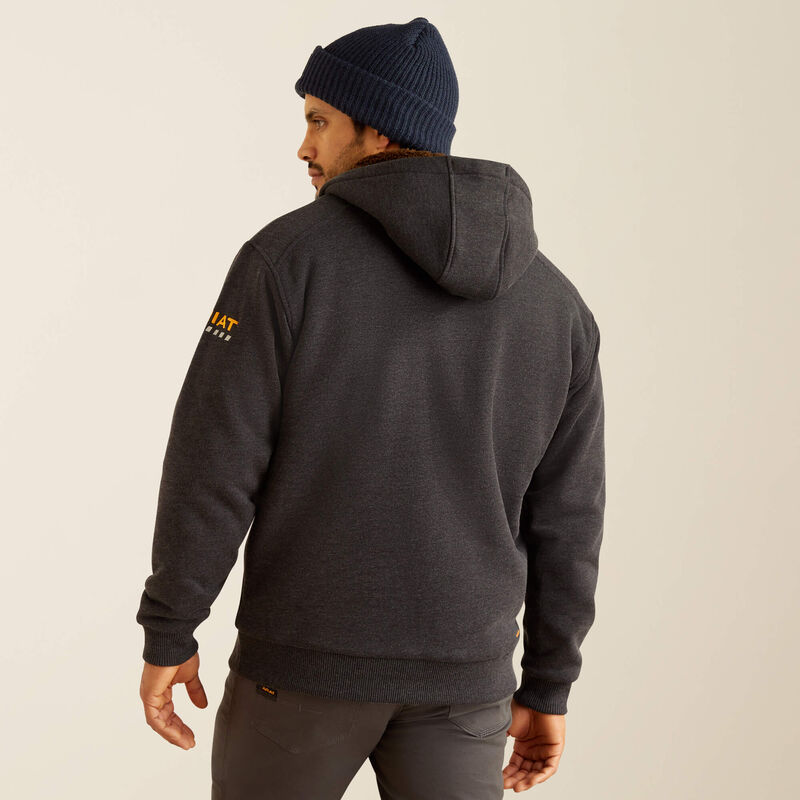 Ariat Men's Rebar All-Weather Sherpa-Lined Full Zip Hoodie - Charcoal Heather Charcoal Heather / / REG
