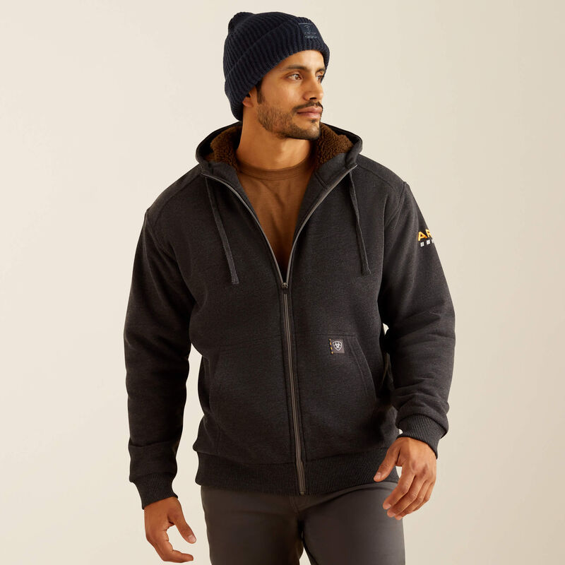 Ariat Men's Rebar All-Weather Sherpa-Lined Full Zip Hoodie - Charcoal Heather Charcoal Heather / / REG