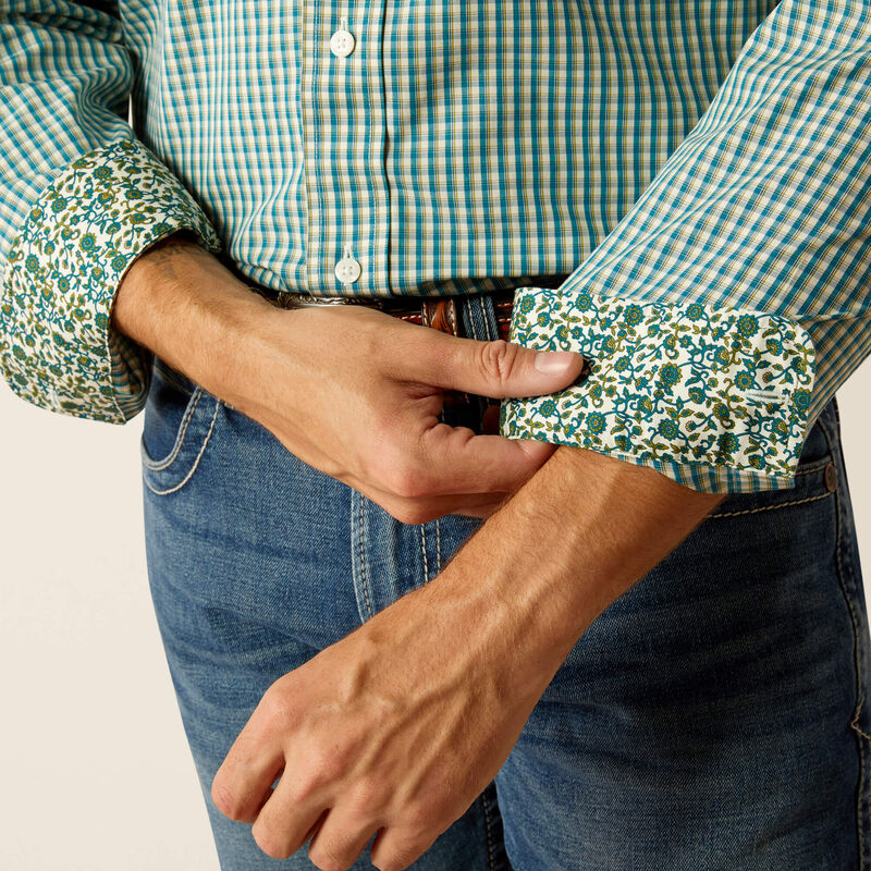 Ariat Men's Wrinkle Free Gus Classic Fit Shirt - Teal Teal / / TALL