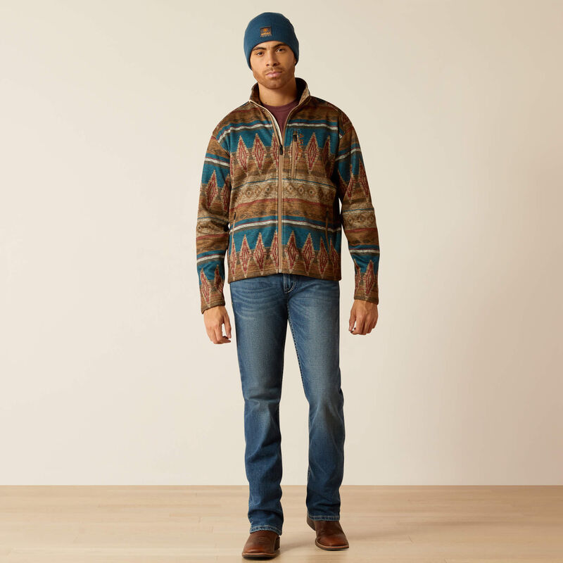 Ariat Men's Caldwell Full Zip Sweater - Oxford Tan Southwest Print Oxford Tan Southwest / / REG
