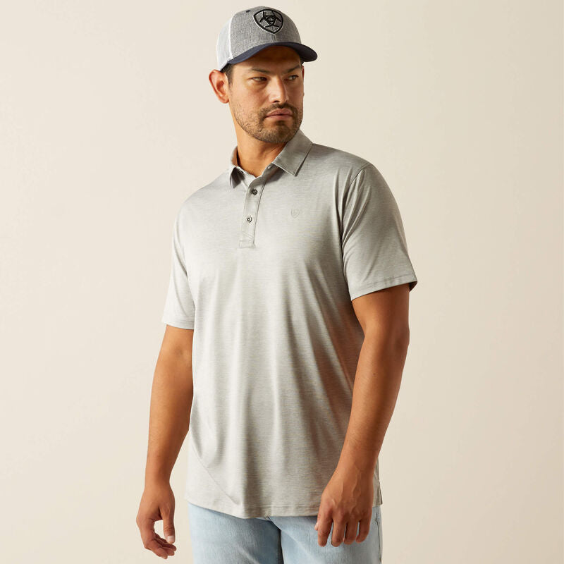 10058858 Mns Charger 2.0 Fitted Polo - Medium Grey Heather Medium grey heather