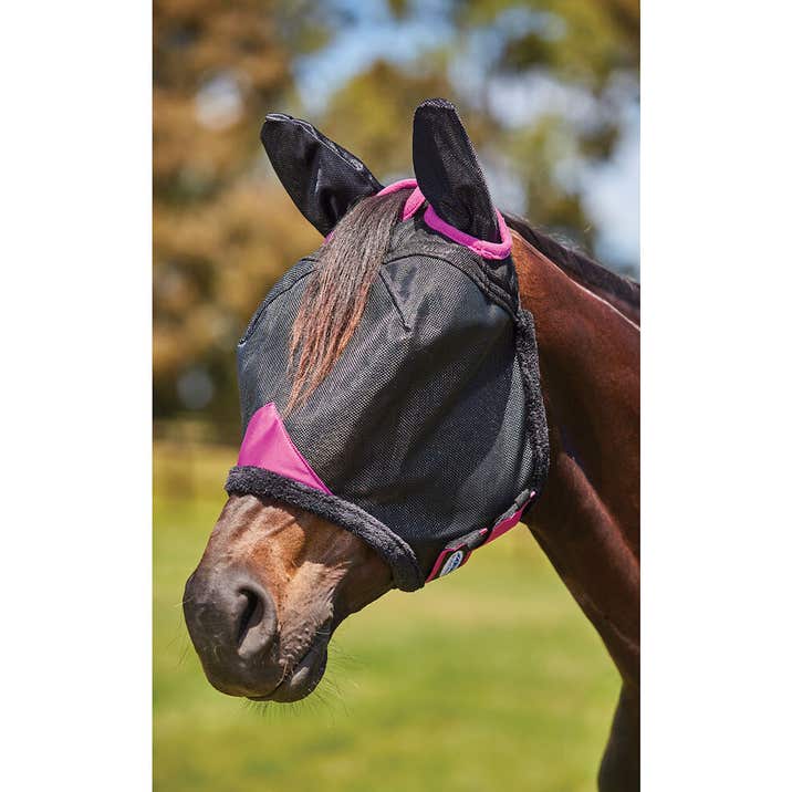 WeatherBeeta ComFiTec Deluxe Durable Mesh Mask with Ears - Black / Purple / Black / Purple