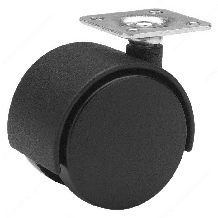 Madico Dual-Wheel Swivel Caster without Brake Black / / 2PK