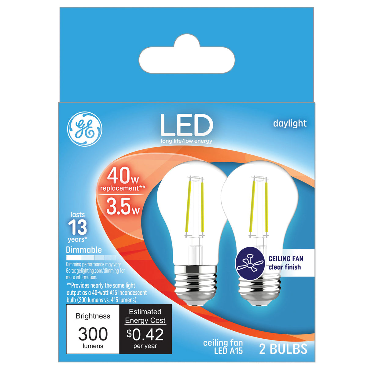 GE LED Bulb 2pk / / FAN