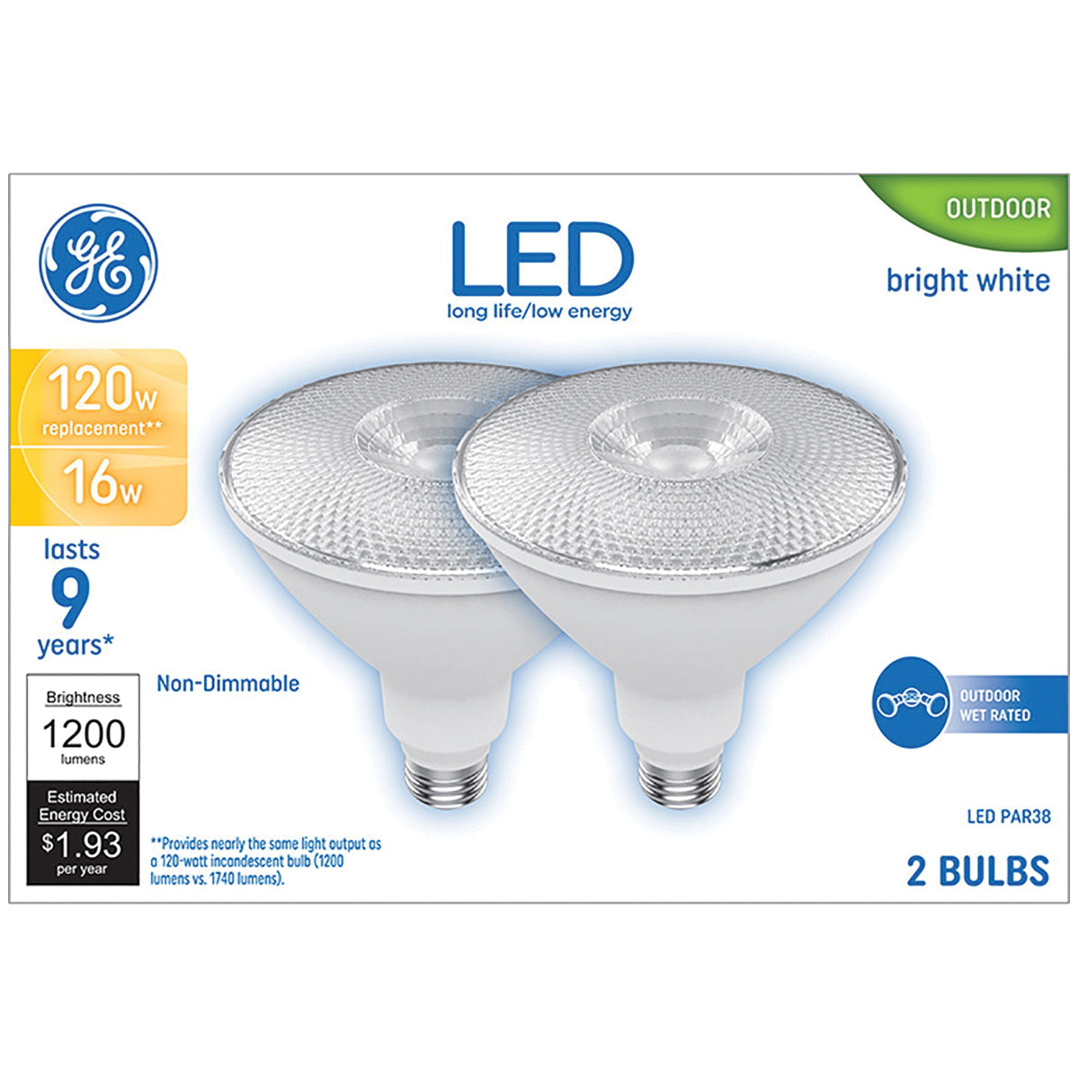 GE Floodlight Bulb 2pk / / PAR38