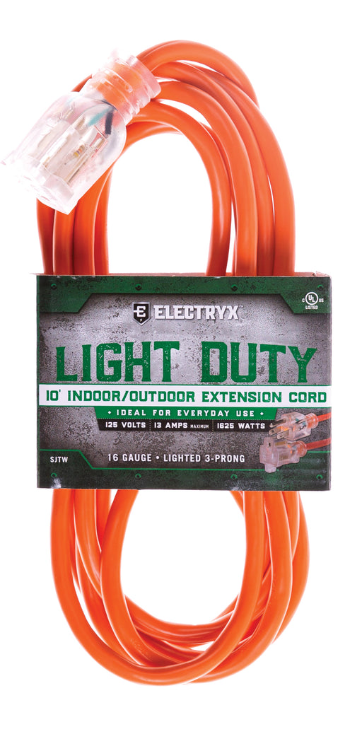Electryx Light Duty Indoor/Outdoor Extension Cord - 16 Gauge - Orange 10FT / Orange