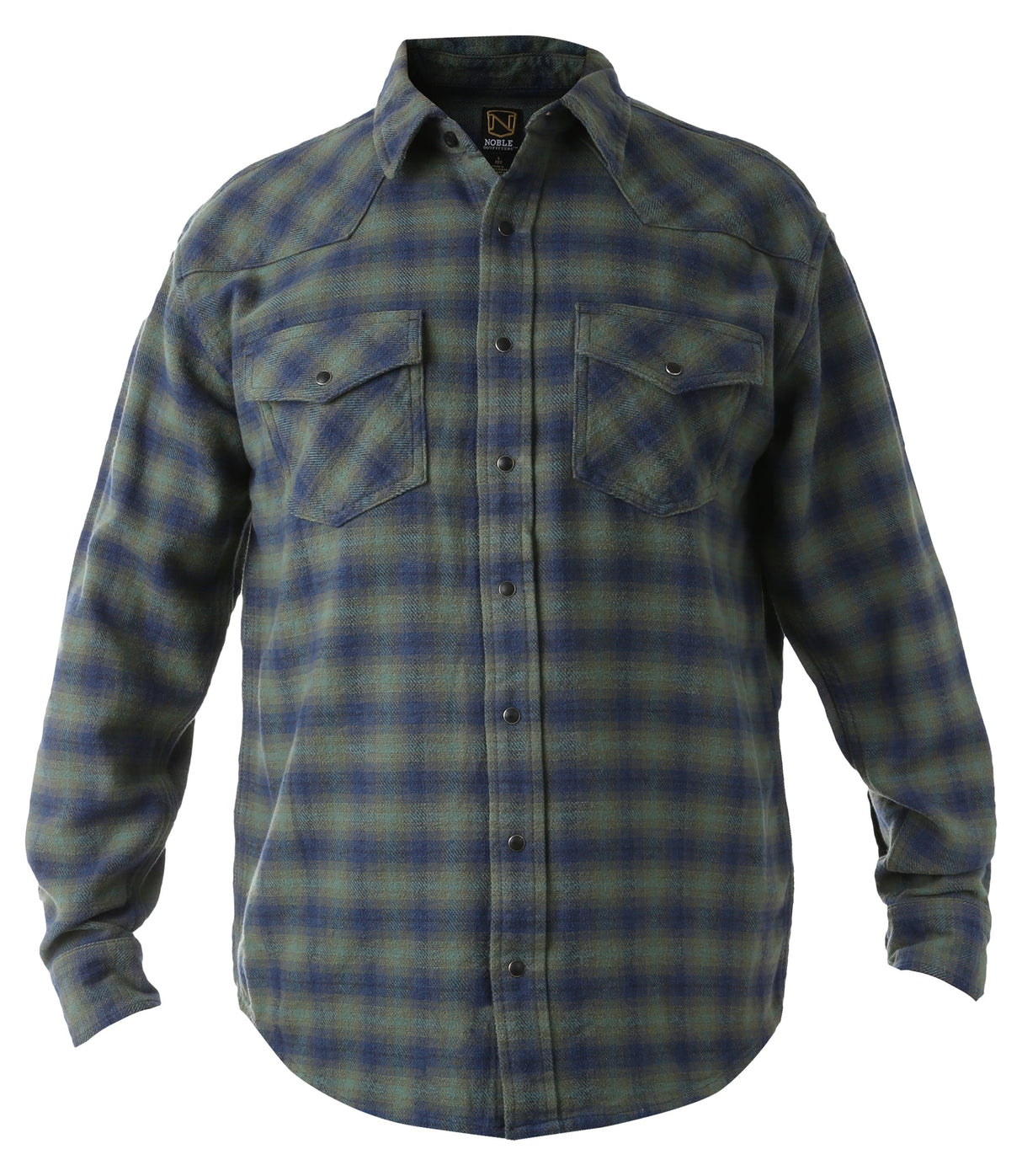 Noble Outfitters Men's Brawny Snap Front Flannel Shirt - Navy Ombre Navy Ombre / / REG