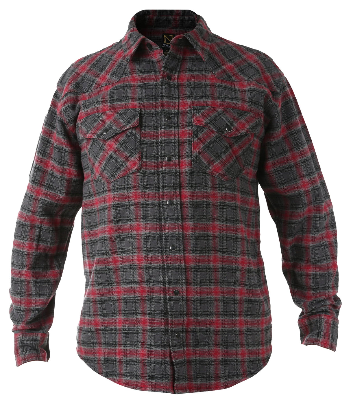 Noble Outfitters Men's Brawny Snap Front Flannel Shirt - Wolf Grey / Red Plaid Wolf Grey / Red Plaid / / REG