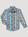 Wrangler Boy's Checotah Long Sleeve Western Snap Shirt In Dusty Blue Diamond Dust blu diamond