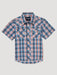 Wrangler Boy's Short Sleeve Fashion Western Snap Plaid Shirt In Sunset Blue Sunset blue