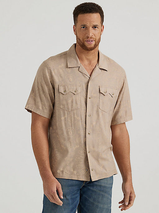 Wrangler Coconut Cowboy Snap Front Camp Shirt - Light Brown