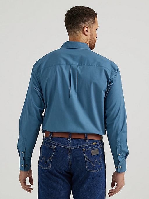 Wrangler George Strait Long Sleeve Button Down One Pocket Shirt - Steel Blue Steel Blue /  / REG