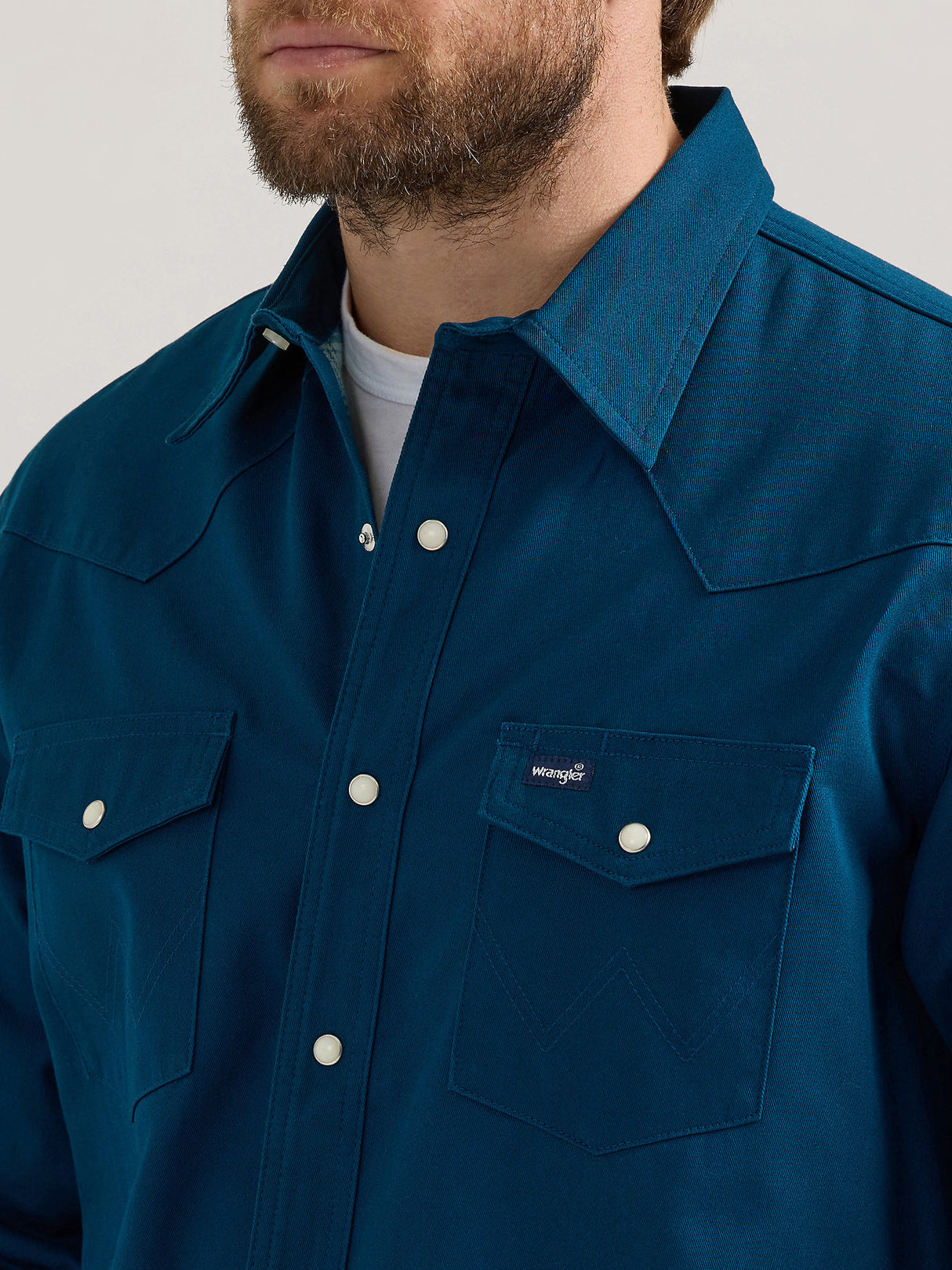 Wrangler Men's Long Sleeve Flannel Lined Solid Work Shirt - Deep Teal Deep Teal / / REG