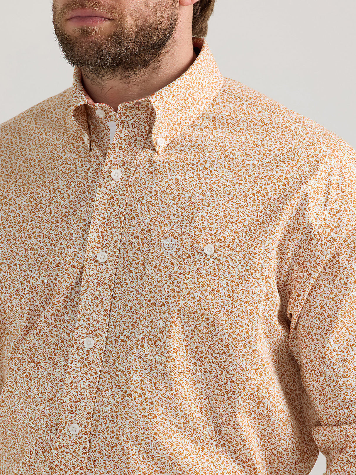 Wrangler Men's George Strait Long Sleeve Button Down One Pocket Shirt - Amber Floral Amber Floral / / REG