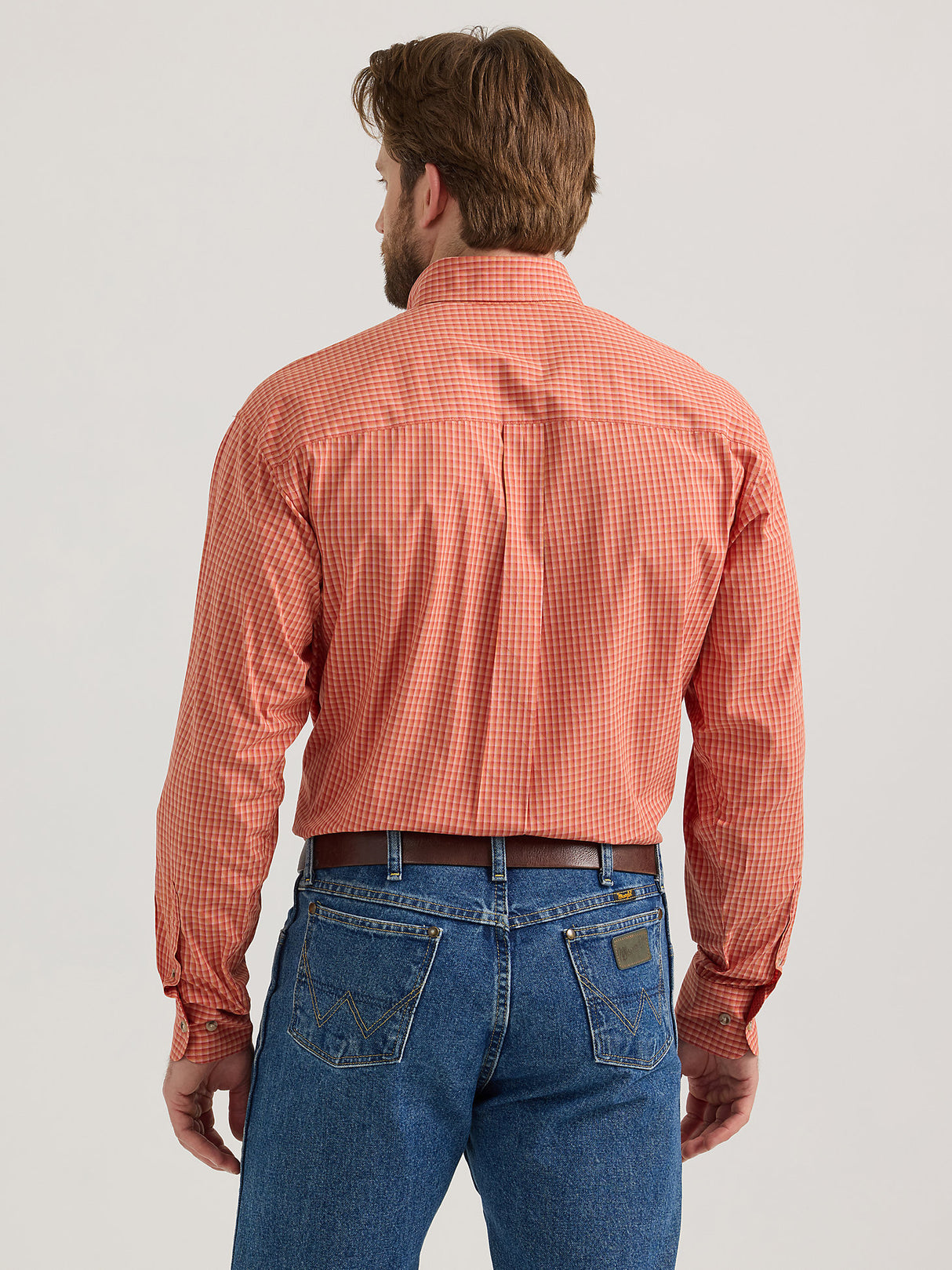 Wrangler Men's George Strait Long Sleeve Button Down One Pocket Shirt - Sienna Check Sienna Check / / REG