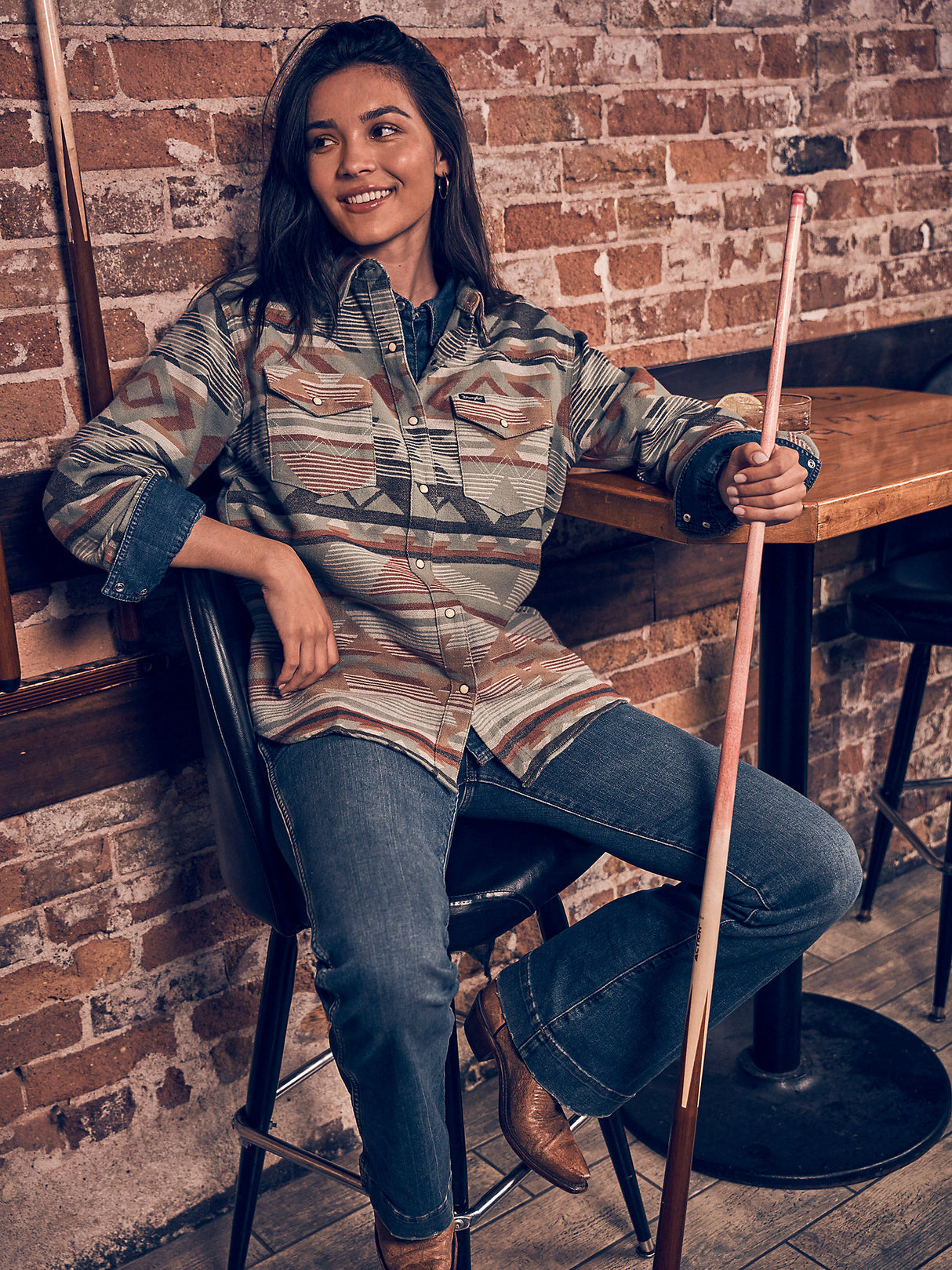 Wrangler Women's Retro Boyfriend Western Snap Shirt - Sage Sage / / REG