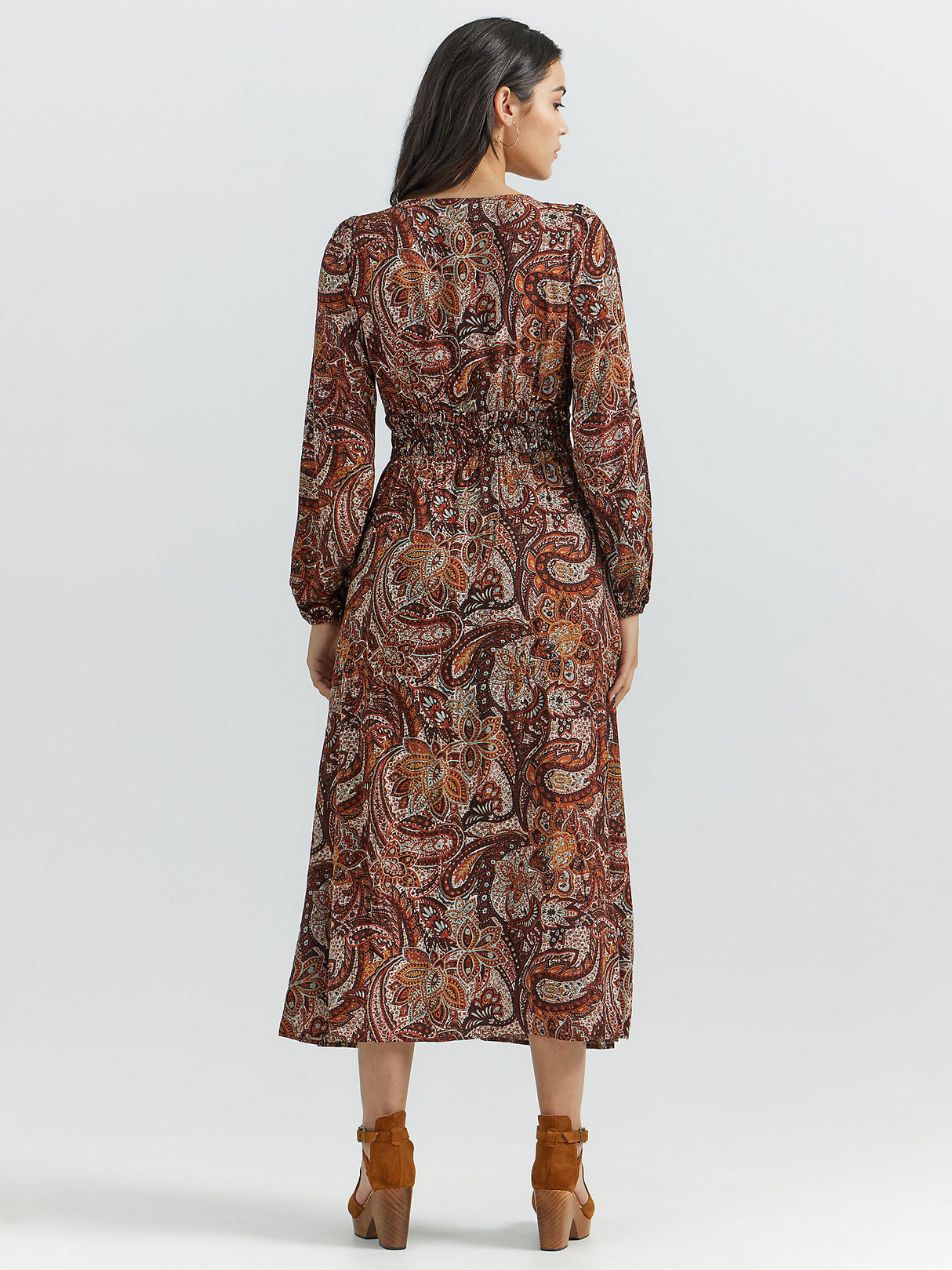 Wrangler Women's Paisley Button Front Maxi Dress Dress - Burgundy Burgundy / / REG