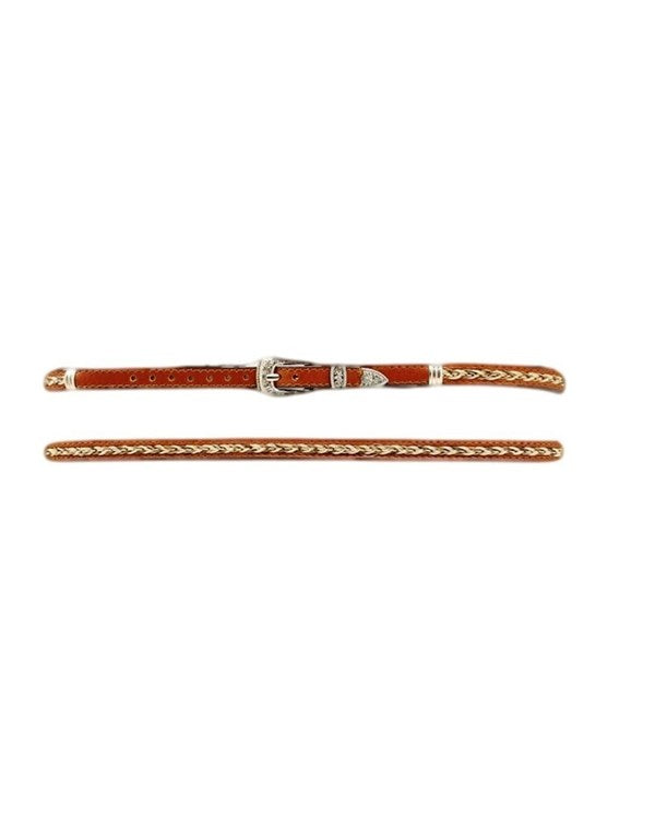 M&F Western Products Horsehair Inlaid Leather Hatband - Brown Brown with Tan
