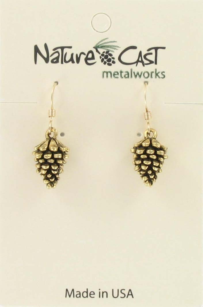 Nature Cast Metalworks Pine Cone Gold Tone Dangle Earring