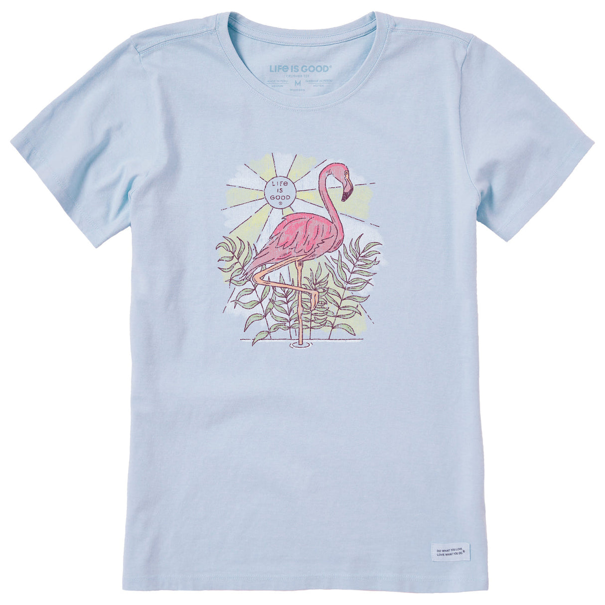 Life Is Good Womens Flamingo Short Sleeve Crusher-LITE Tee - Glacier Blue Glacier Blue