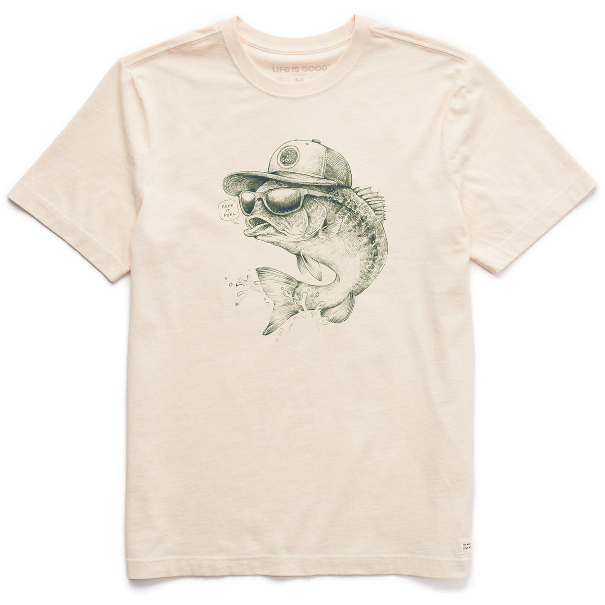 Life Is Good Mens Keep It Reel Short Sleeve Crusher Tee - Putty White Putty White