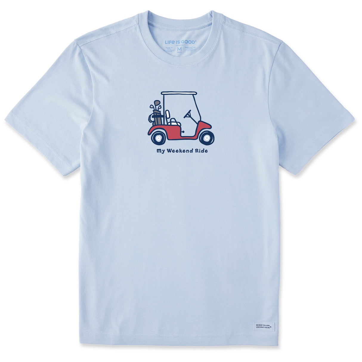 Life Is Good Mens My Weekend Ride Golf Short Sleeve Crusher Tee - Glacier Blue Glacier Blue