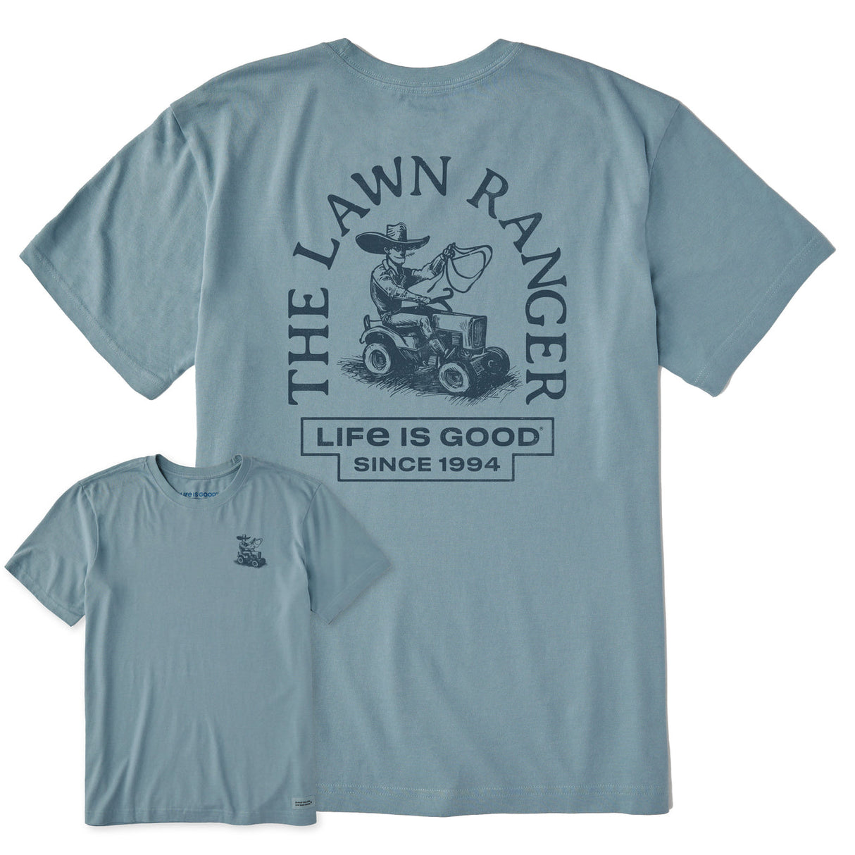 Life Is Good Mens Showbiz Lawn Ranger Short Sleeve Crusher Tee - Smoky Blue Smoky Blue