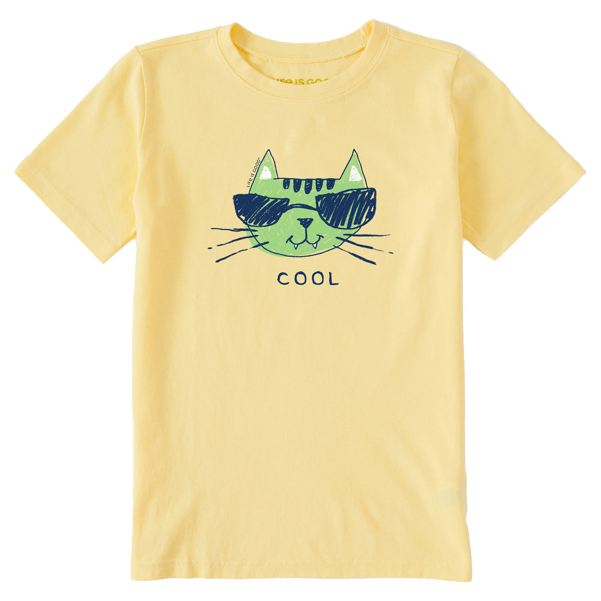 Life Is Good Kids Cool Cat Short Sleeve Crusher Tee - Sandy Yellow Sandy Yellow