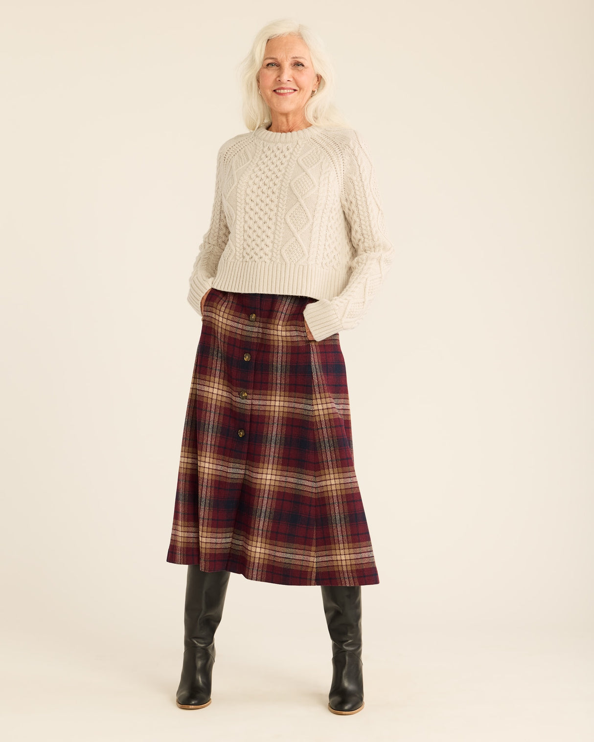 Pendleton Women's Shetland Collection Fisherman Sweater Birch