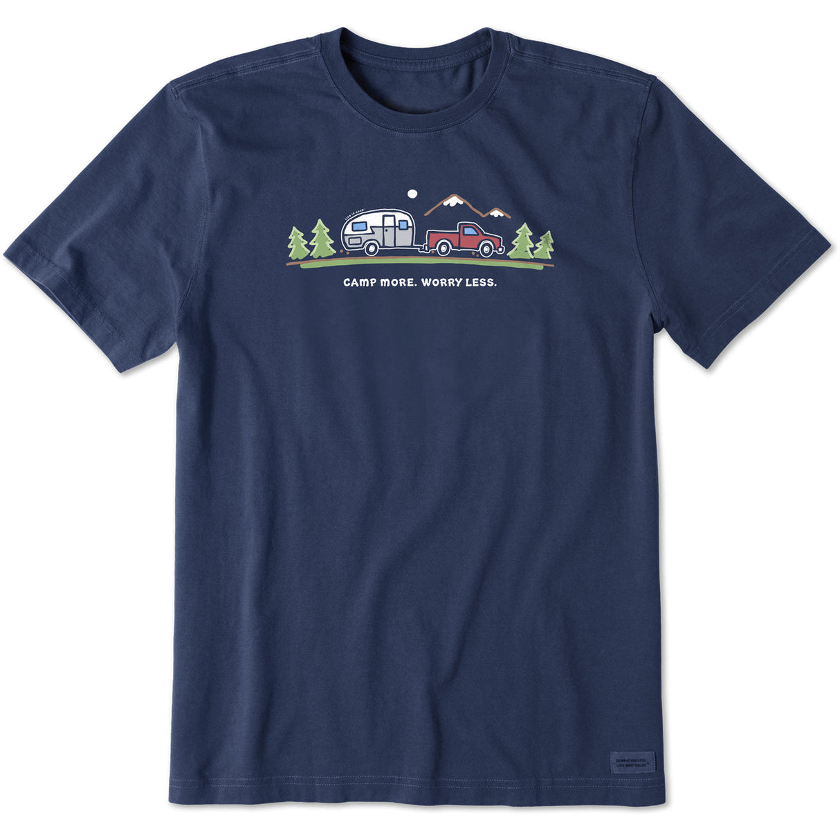 Life Is Good Mens Camp More On The Road Short Sleeve Crusher Tee - Darkest Blue Darkest Blue