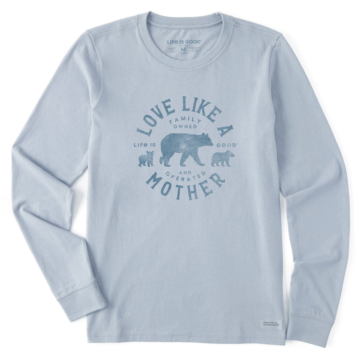 Life Is Good Womens Love Like A Mother Bears L/s Crusher Tee Glacier blue
