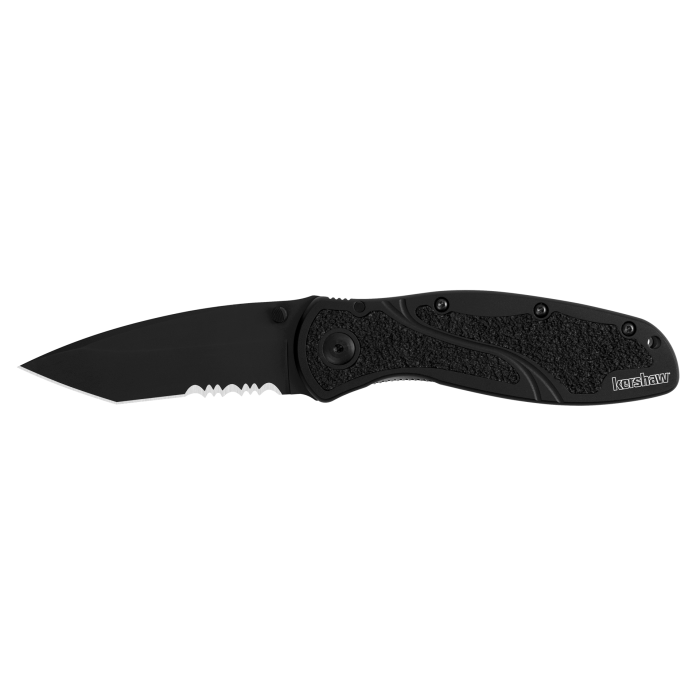 Kershaw Bluer Tanto Serrated Knife - Black Blackst