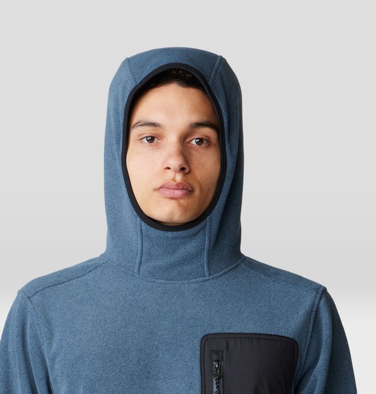 Mountain Hardwear Men's First Tracks Fleece Pullover Hoodie - Moon Blue Heather/Black Moon Blue Heather/Black