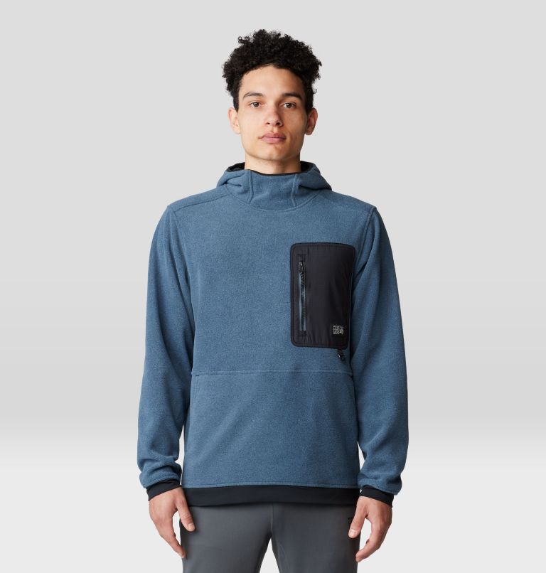 Mountain Hardwear Men's First Tracks Fleece Pullover Hoodie - Moon Blue Heather/Black Moon Blue Heather/Black