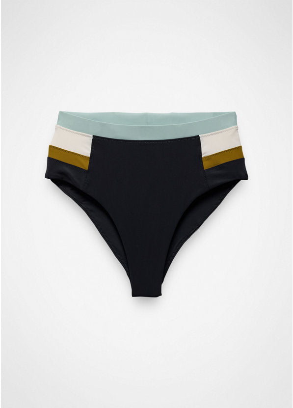 Prana Baja Bound High Rise Swim Bottom - Black Color Block Black Color Block