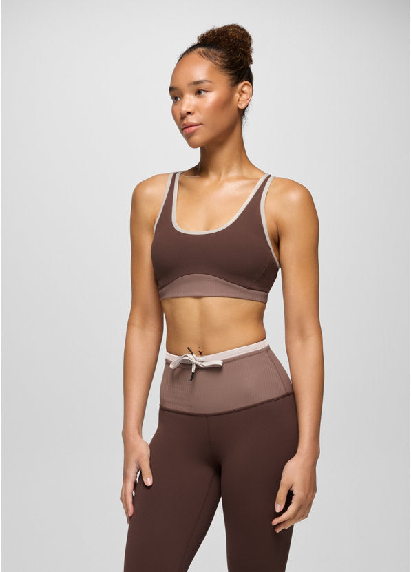 Prana Luxara Salutations Bra - Mocha Colorblock Mocha Colorblock