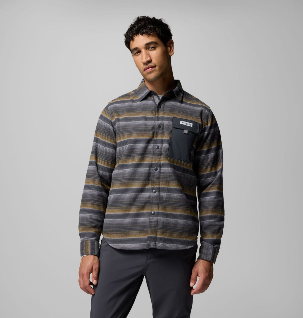 Columbia Mens Pfg Uncharted Overshirt Shark twilights