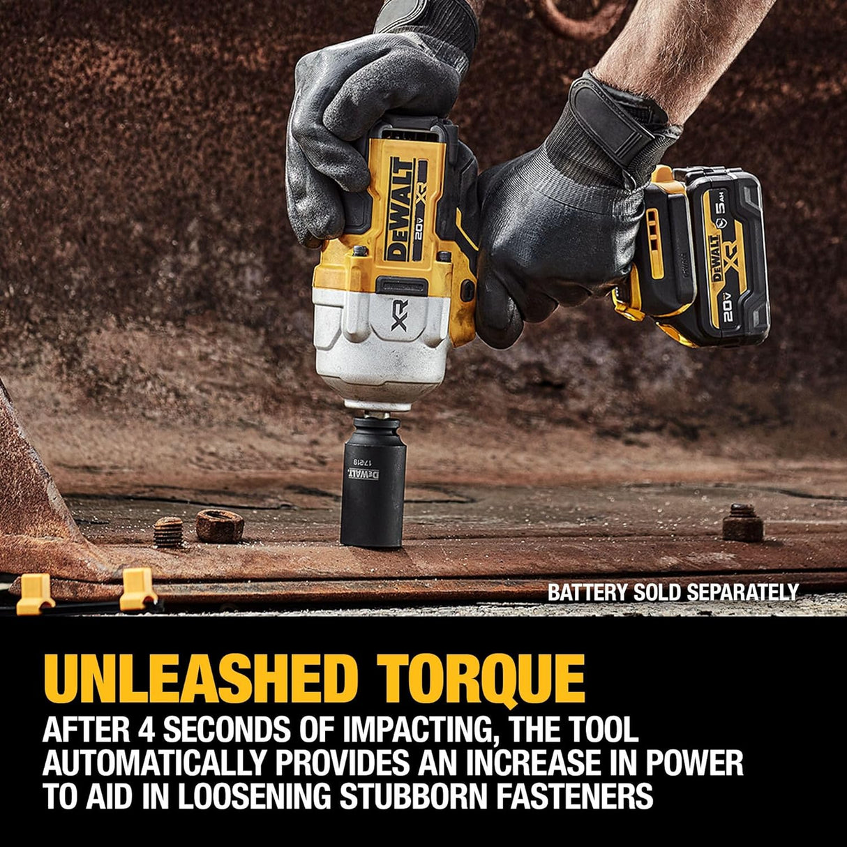 Dewalt 20V MAX XR Brushless Cordless 1/2 In High Torque Impact Wrench with Hog Ring Anvil (Tool Only)