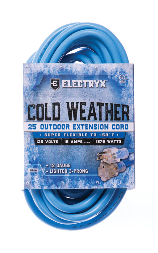 Electryx 12 Gauge Cold Weather Outdoor Extension Cord - Blue 25FT / Blue