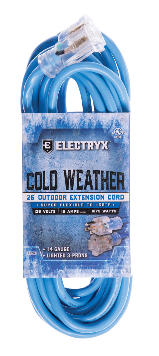 Electryx 14 Gauge Cold Weather Outdoor Extension Cord - Blue 25FT / Blue