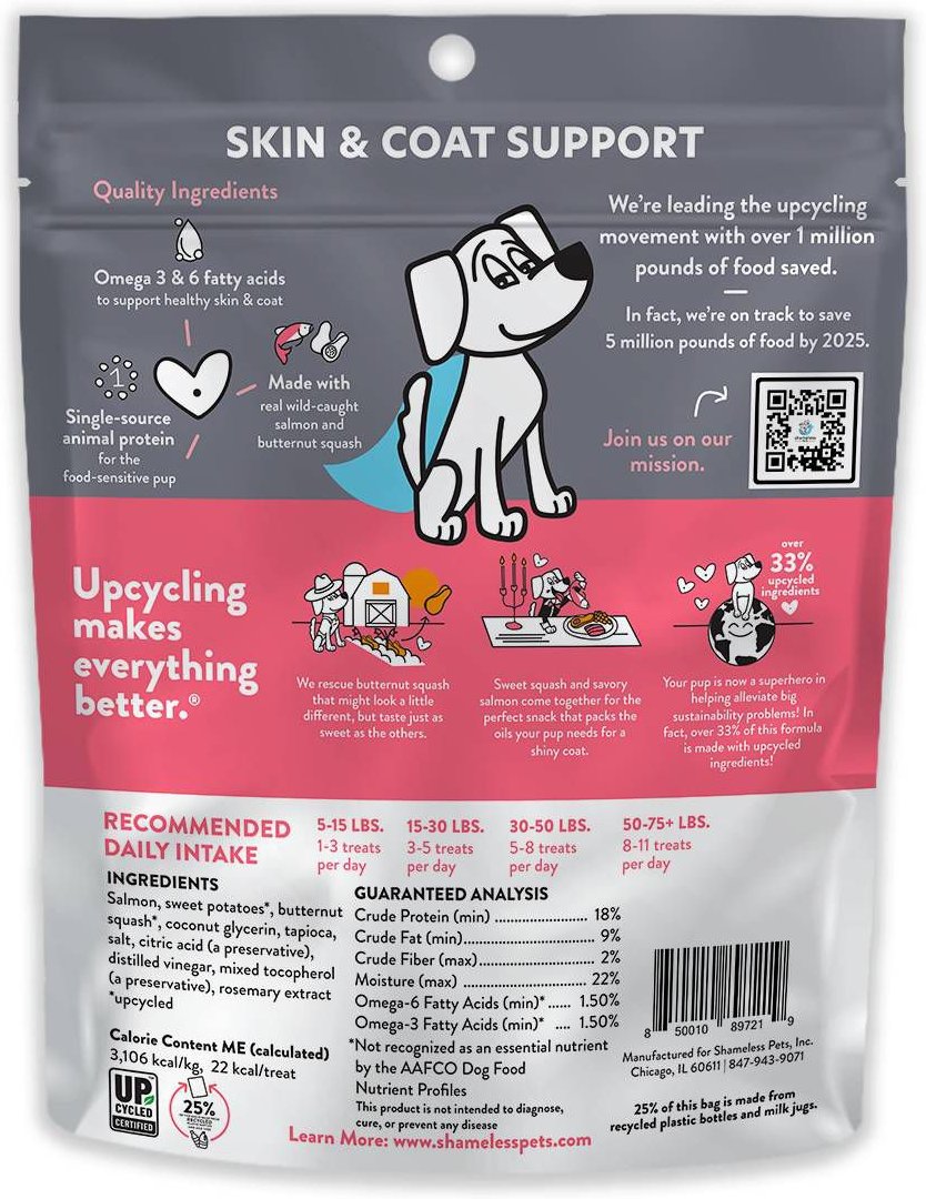 Shameless Pet Salmon Loves Butternut Jerky Bites Dog Treat