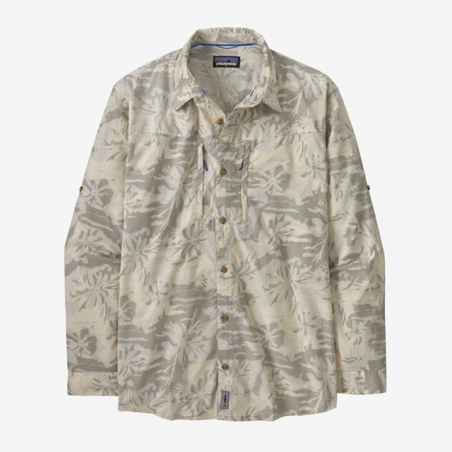 Patagonia Men`s Long Sleeve Sun Stretch Shirt Cliffs and Waves: Natural
