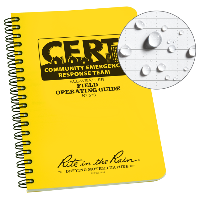 Rite In The Rain Weatherproof Side Spiral Notebook, 4.625" X 7", Yellow Cover, Cert Field Operator's Guide Fog (No. 5 Yellow