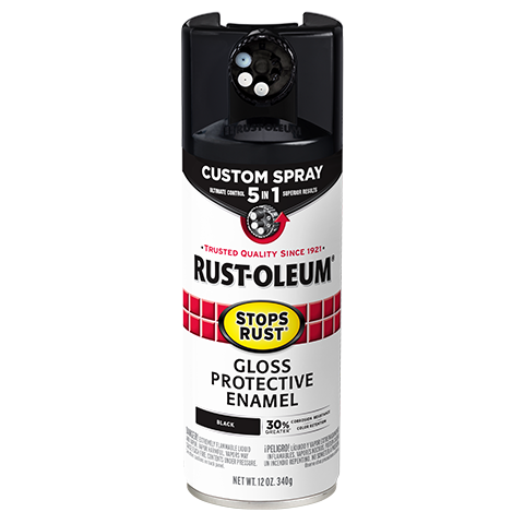 Rustoluem Stops Rust Protective Enamel with Custom 5-in-1 Spray Paint - Black Black / / Gloss